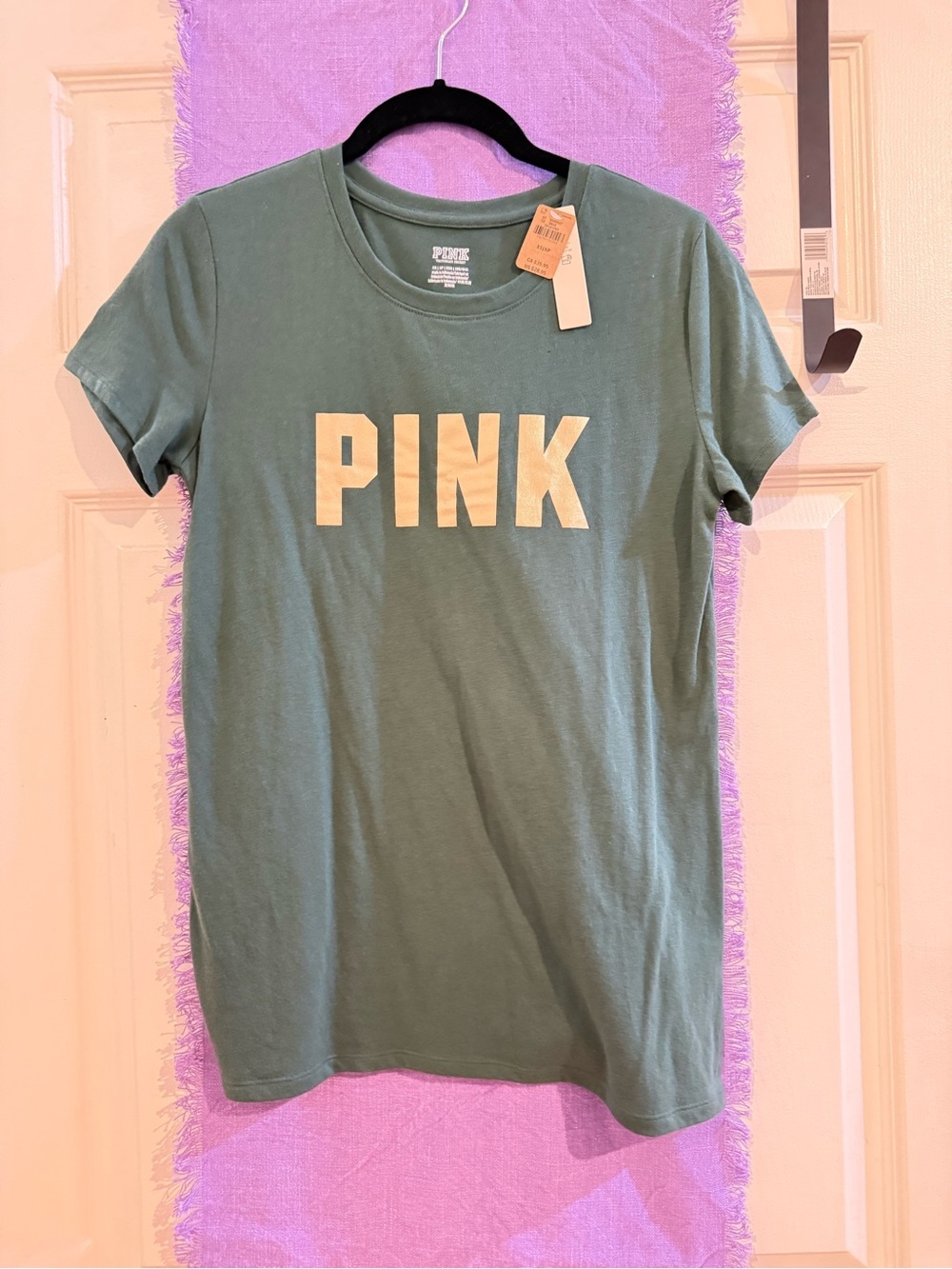 Victoria's Secret PINK Crew Tee in Sage Green